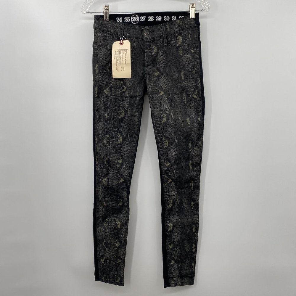 EARNEST SEWN NWT AUDREY REPTILE PRINT STRAIGHT LEG BLACK/WHITE WOMENS SIZE 26